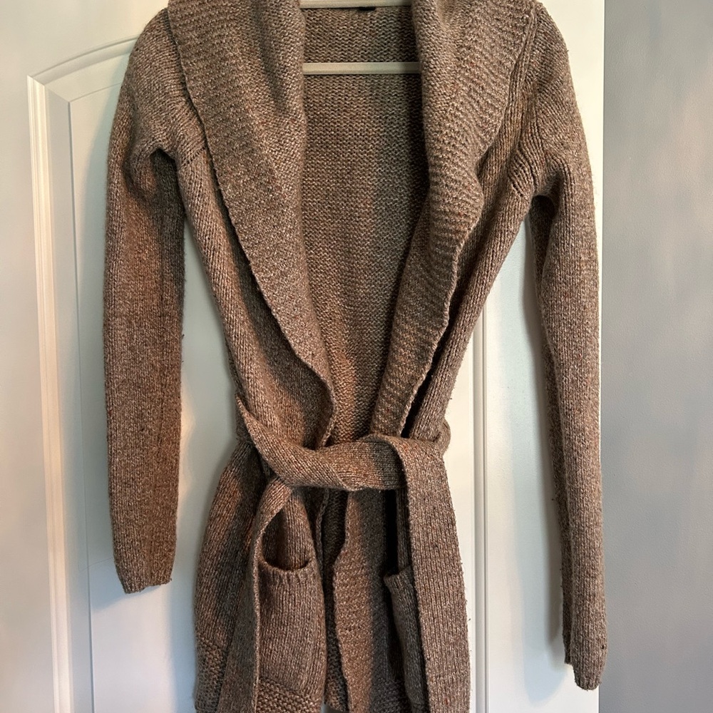 Cozy Brown Knit Cardigan Sweater